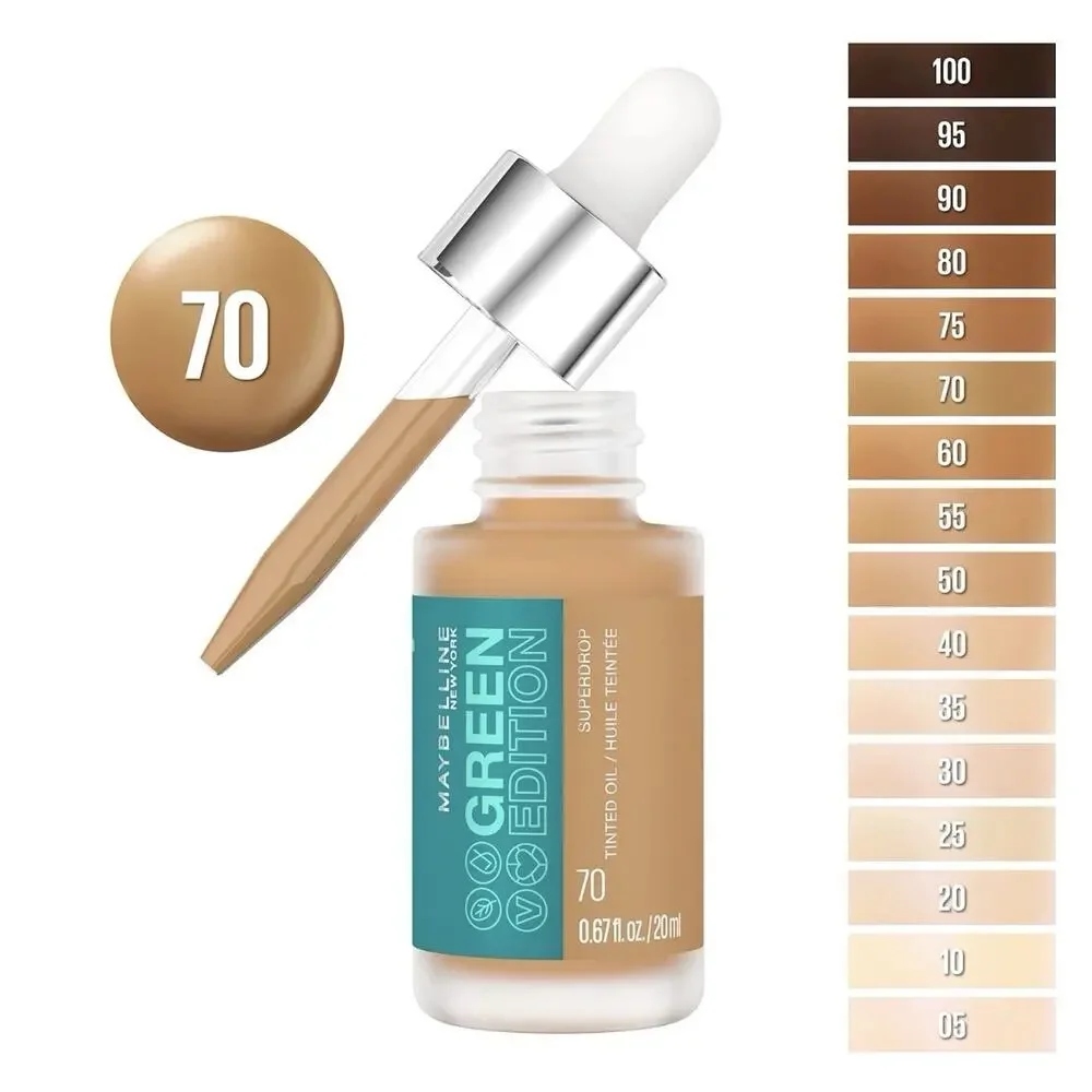 Lot‎ Of 2 Maybelline New York Green Edition Superdrop Tinted Oil Base Makeup #70